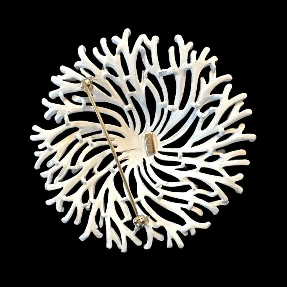 Vintage TRIFARI White Coral Brooch - MINT CONDITION